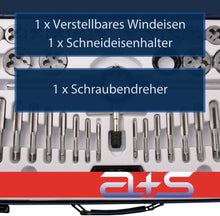 Laden Sie das Bild in den Galerie-Viewer, a+s Albrecht und Schulte 45 tlg. Gewindeschneider Set Zoll | UNC 1/4-20-UNC 1&quot;-8 | UNF 1/4-28-UNF 1&quot;-14 | Handgewindebohrer, Schneideisen, Windeisen, Werkzeug- &amp; Schneideisenhalter, Schraubendreher